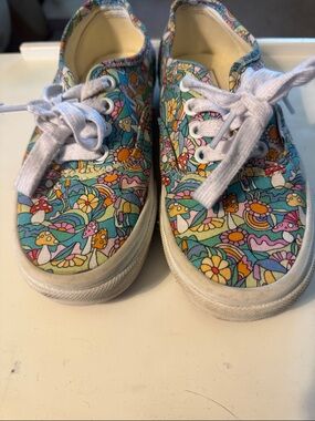 Vans Kids Floral Mushroom Canvas Sneakers - Teal, Pink, Yellow